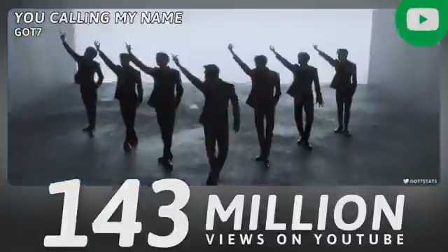 "You Calling My Name" music video has now surpassed 143 million views on YouTube. GOT7 - 니가 부르는 나의 이름 (You Calling My Name) — GOT7 GOT7 (갓세븐) #GOT7 #갓세븐 #갓세븐_니가부르는나의이름 #GOT7_YouCallingMyName