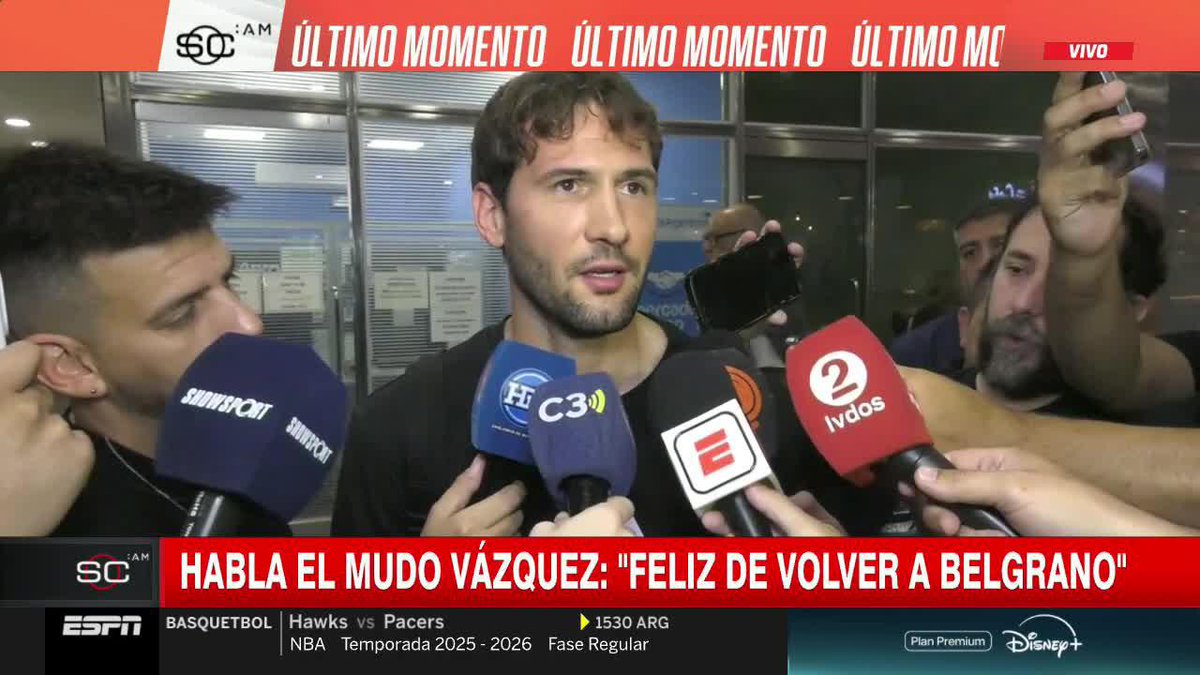 "YA TENÍA PENSADO VOLVER HACE BASTANTE TIEMPO", después de más de 14 años, el Mudo Vázquez vuelve a Belgrano de Córdoba. 📺 #SportsCenterAM | #DisneyPlus Plan Premium