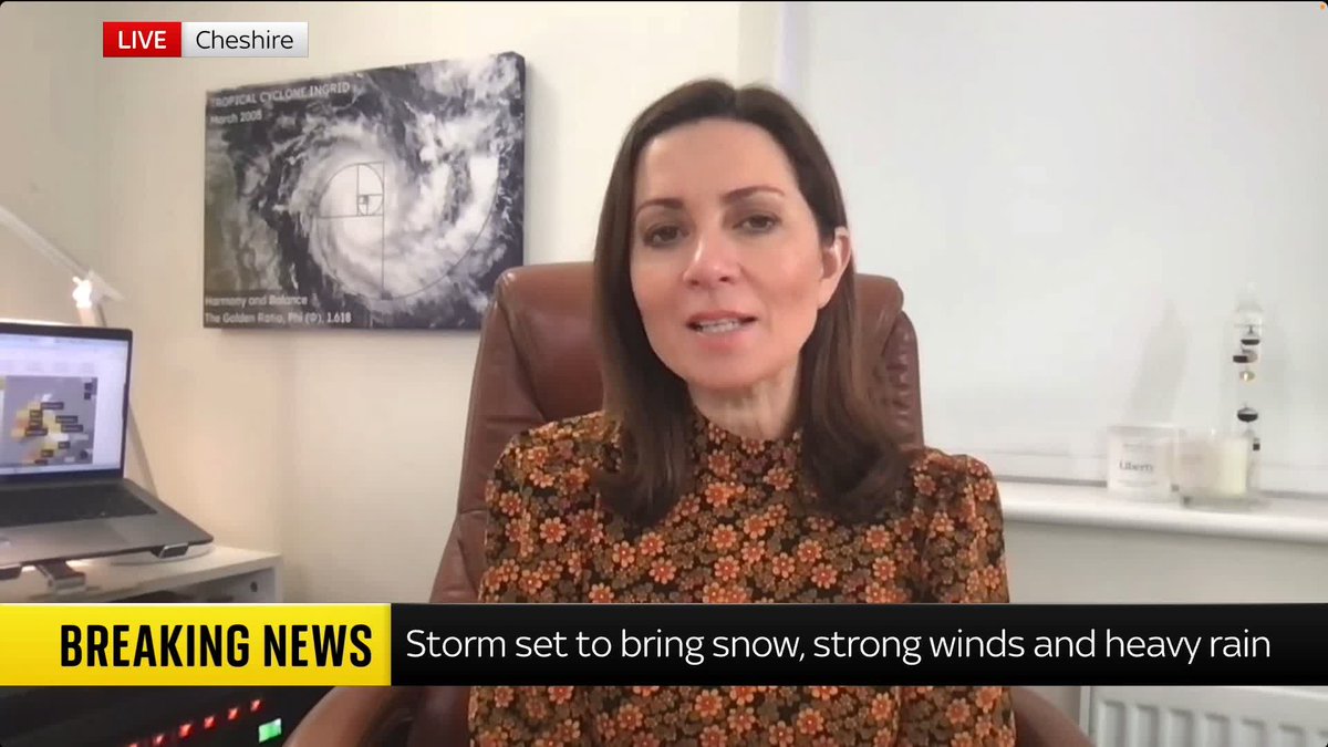BREAKING: Meteorologist Clare Nasir says strong winds from Storm Chandra are expected to reach around 75mph in Northern Ireland as it heads across the British Isles overnight, bringing further weather warnings for snow and heavy winds. 📺 Sky 501