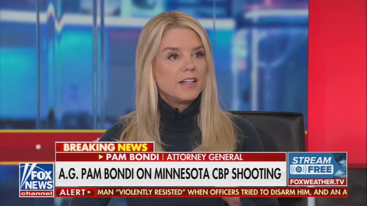 Pam Bondi on the killing of Alex Pretti: "Donald Trump is going to protect the citizens of our country... We are going to protect our great men and women in law enforcement"