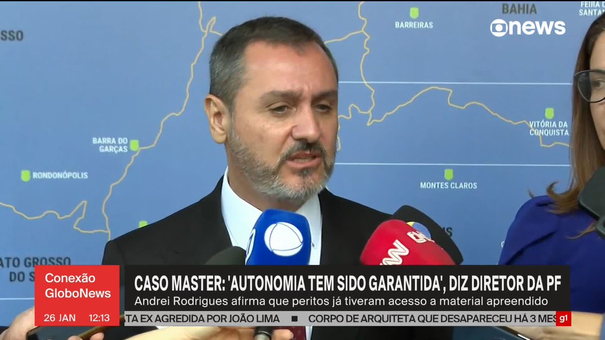 Diretor-geral da PF, Andrei Rodrigues diz que peritos da já tiveram acesso a material apreendido no Caso Master e que não houve 'prejuízo' à investigação. ➡️ Assista à #GloboNews: #ConexãoGloboNews
