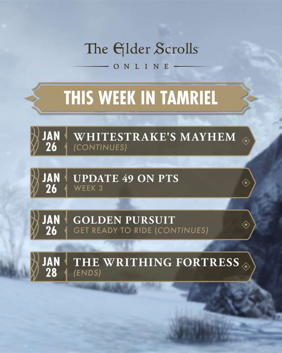 Week 3 of the U49 PTS begins today and there's still no shortage of things to keep you busy this week in Tamriel.