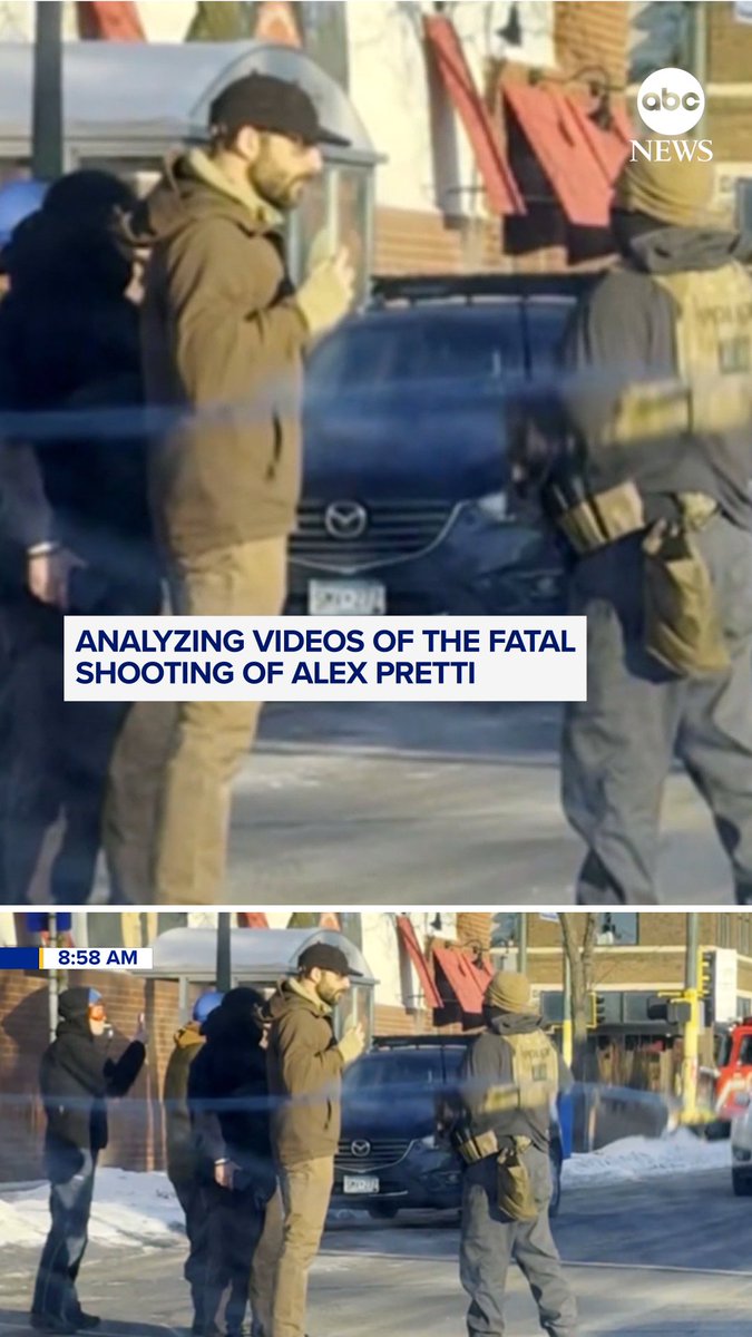 The interaction that ended in the death of Alex Pretti in Minneapolis on Saturday morning began at least three minutes earlier when Pretti appeared to be using his phone to record CBP officers, according to videos reviewed and verified by ABC News.