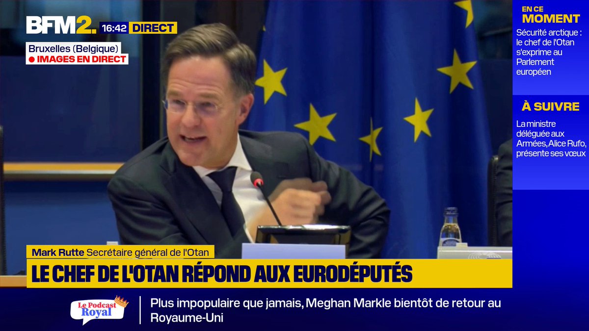 💬"Si quelqu'un pense que l'UE peut se défendre sans les États-Unis, continuez à rêver" L'Europe et les États-Unis ont "besoin l'un de l'autre", affirme le chef de l'Otan, Mark Rutte #BFM2