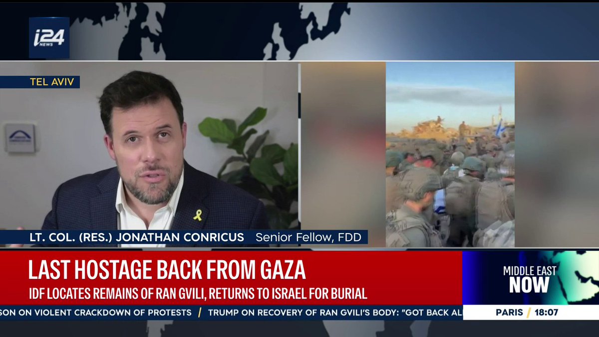 "Nobody is coming to disarm Hamas, and Hamas will remain directly or indirectly in control of the Gaza Strip," Lt. Col. (Res.) Jonathan Conricus joins Ellie Hochenberg on #MiddleEastNow