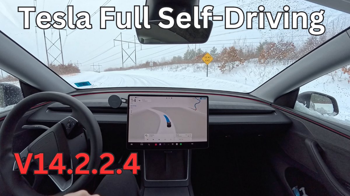 Snowy Tesla FSD V14.2.2.4 drive today (with commentary). We got 18" of fresh snow yesterday through last night, with it still coming down. I continue to be really impressed with how V14 handles tough conditions.