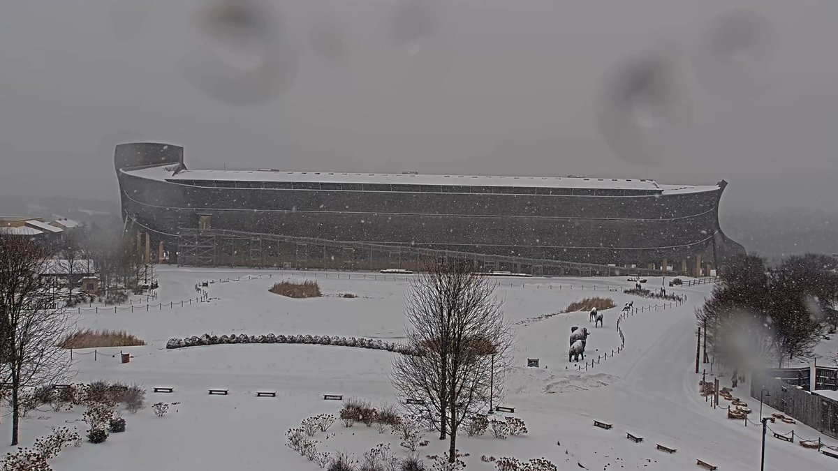 Watch the snow slowly cover the Ark Encounter as the winter storm sweeps across America. ❄️