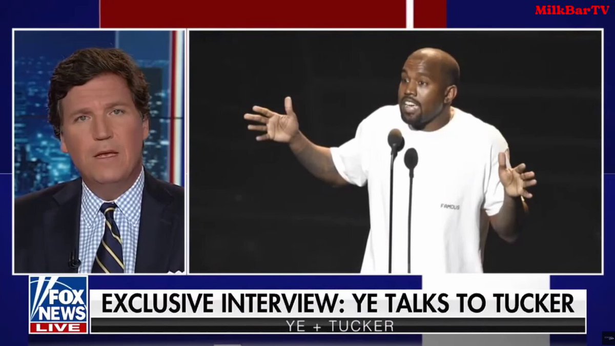 Kanye West has apologised for his anti-Semitism and insane behaviour, claiming he had brain damage from a car accident. Below is the time Tucker Carlson manipulated footage of his interview with Kanye in late 2022, cutting around Kanye being unhinged and talking about Jews, in an attempt to mainstream him to his audience. "Crazy? That was not our conclusion. In fact, we've rarely heard a man, speak so honestly and so movingly about what he believes."