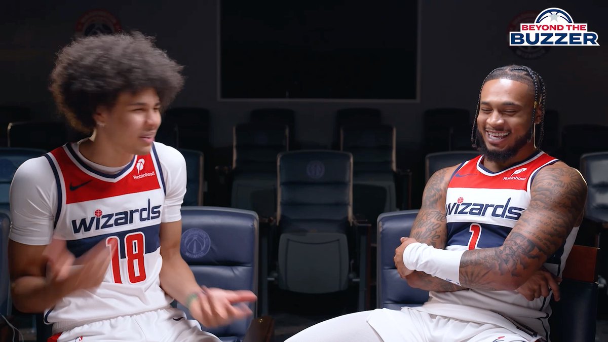 D.C. accent vs. Baltimore accent 🤝 Kyshawn’s getting schooled in both! 😂 He and Cam go 1-on-1 in a new #BeyondTheBuzzer episode NOW on Monumental Sports Network! Nissan | Washington Wizards