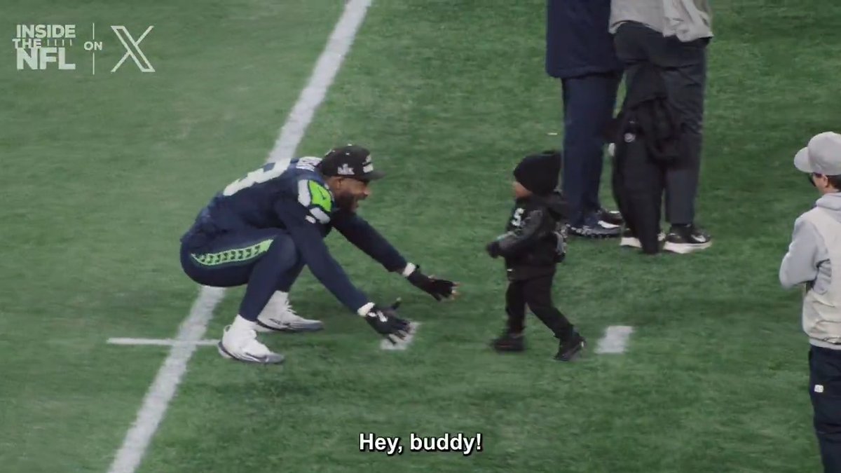 NFC Champion Ernest Jones celebrating with his son is truly the cutest thing you'll see all day 🥹 Inside the NFL NFL Playoffs Mic'd Up on X