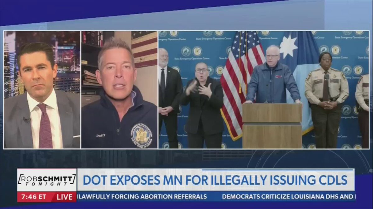Duffy: "We pulled $160 million from California and that's just phase one. Will go with more dollar pulls and potentially take away their ability to take away commercial driver's licenses. But Minnesota hasn't gone through that timeframe yet."