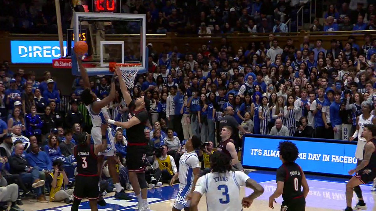 Patrick Ngongba II with the SLAM! 😳 Watch No. 20 Louisville-No. 4 Duke NOW on ESPN and the ESPN App 🍿