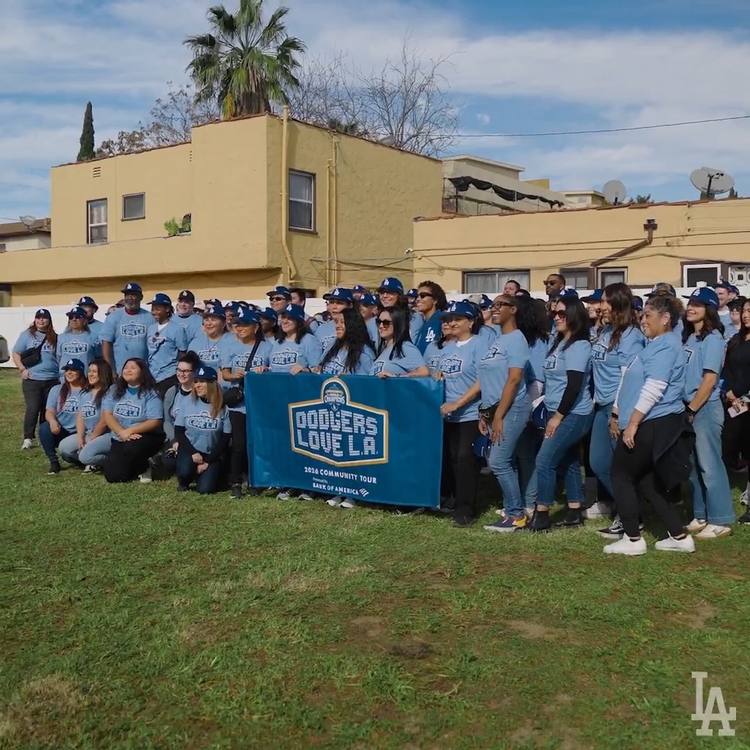 To kick off the Dodgers Love LA Community Tour presented by Bank of America, the Dodgers partnered with Homes 4 Families to help provide housing and support for veterans. 100 members of the Dodger front office helped prepare and build 12 homes for veterans and their families.