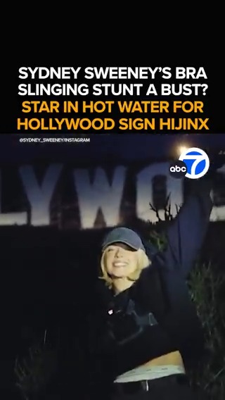 Sydney Sweeney's apparel is landing her in hot water again. The buxom star facing backlash over a bra stunt after covering the Hollywood sign with boxes full of brassieres. The Hollywood starlet's underhanded undergarment caper - Tonight at 11 from ABC7.