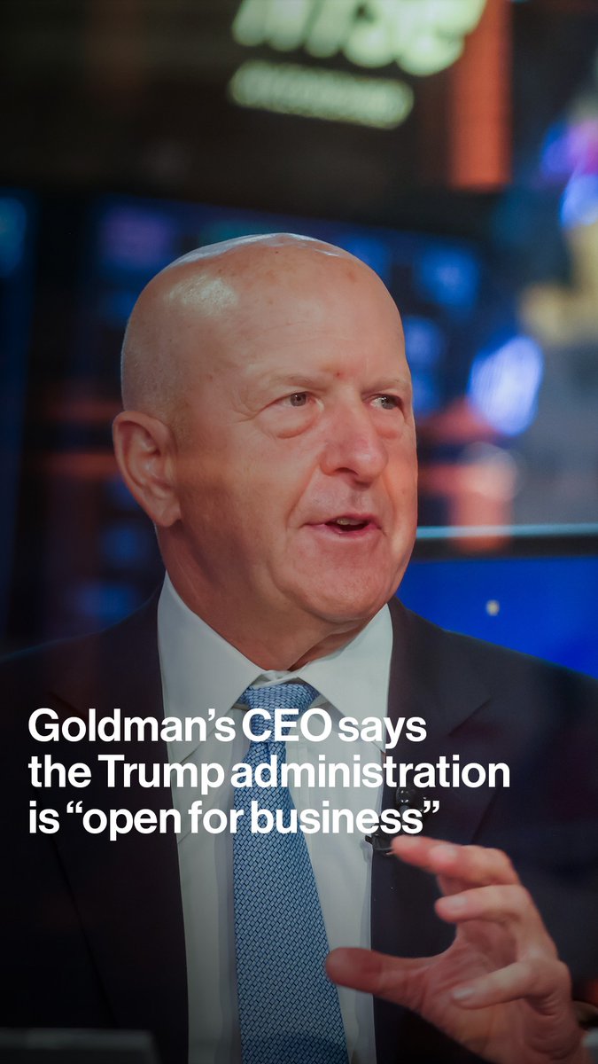 Goldman Sachs' CEO, David Solomon, says the Trump administration is "open for business" and that the company has a “very, very good” relationship with Washington