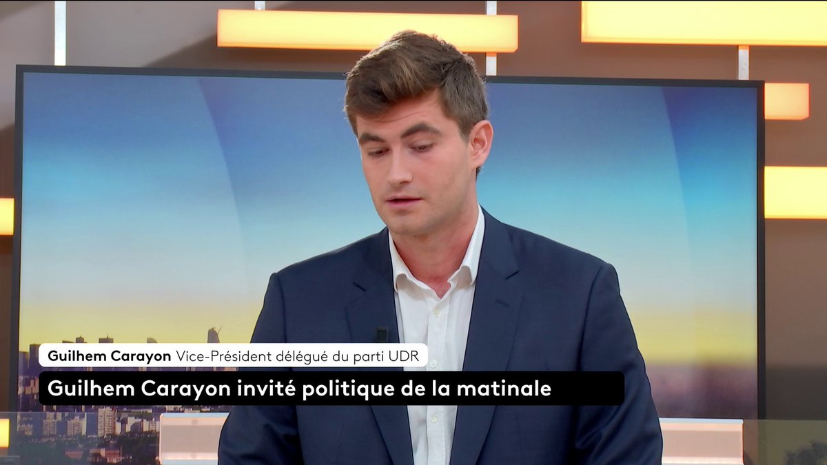 🔴 🗣 "A titre personnel, je ne me rendrai plus sur le plateau de Jean-Marc Morandini", affirme Guilhem Carayon, vice-président délégué UDR, qui est favorable à une consigne de son parti, après la condamnation de l'animateur de CNews pour corruption de mineurs.#canal16