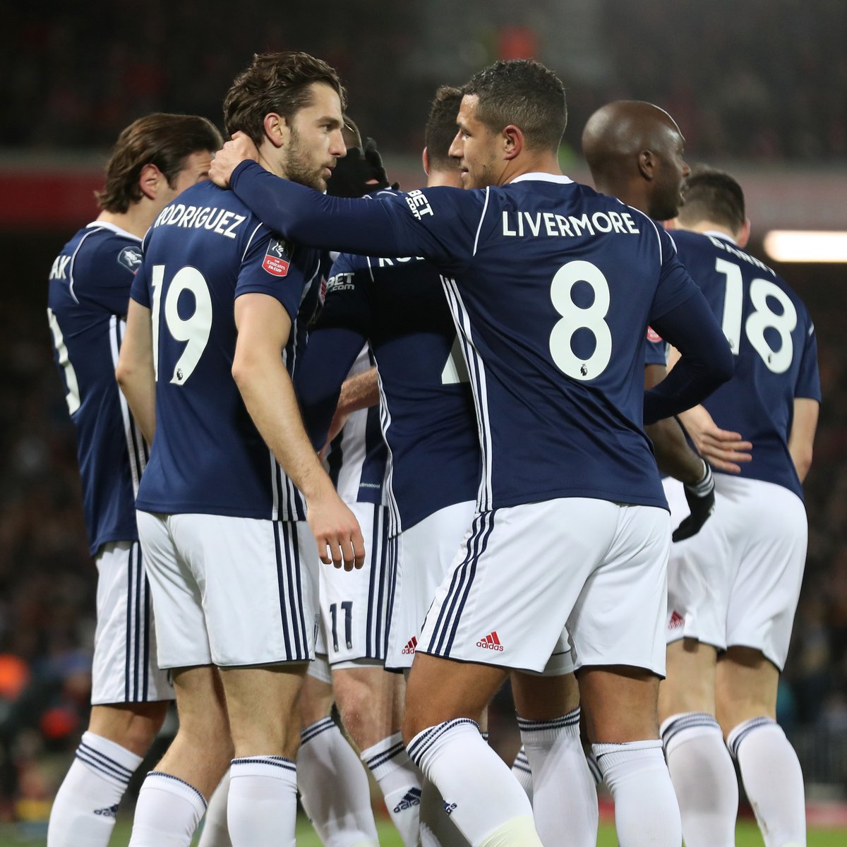 On this day 8 years ago, we went to Anfield and knocked Liverpool out of the FA Cup. Rodriguez got a brace in a 3-2 win as we experienced VAR for the 1st time. We had goals ruled out but still advanced. #WBA