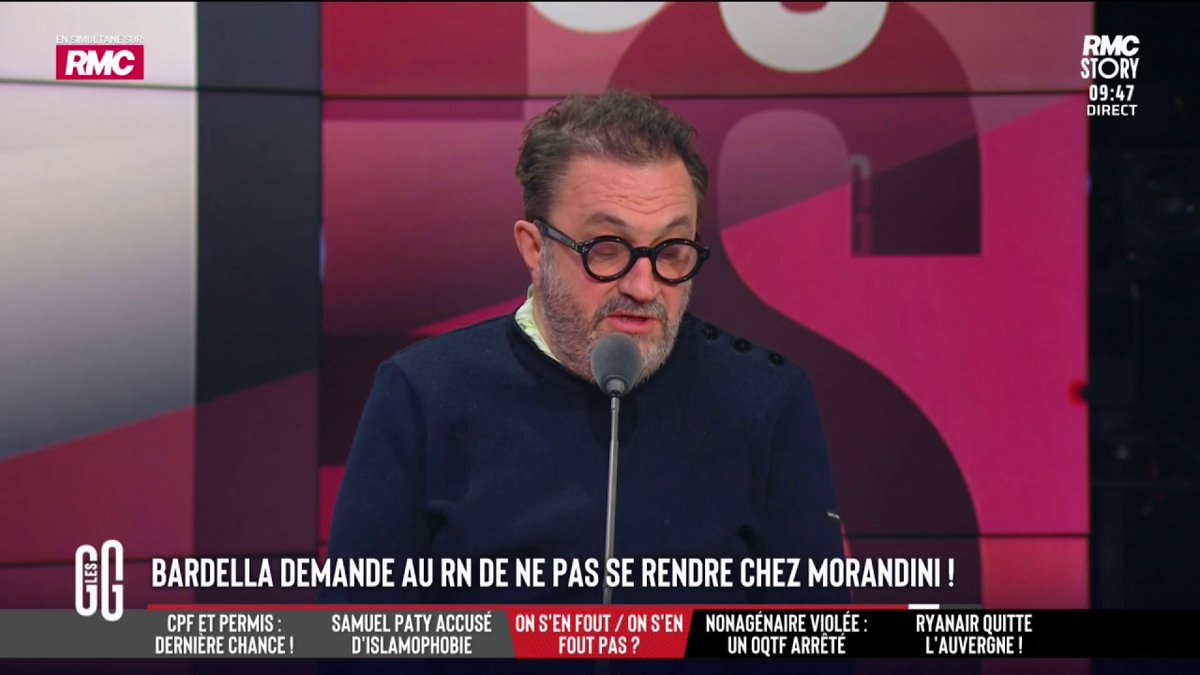 🔴 Bardella demande au RN de ne pas se rendre chez Morandini 💬 Pour Yves Camdeborde : "C’est honteux ! Qu’il soit encore à l’antenne malgré sa condamnation, c'est scandaleux. Bardella n’est pas ma tasse de thé, mais là, il prend ses responsabilités" #GGRMC