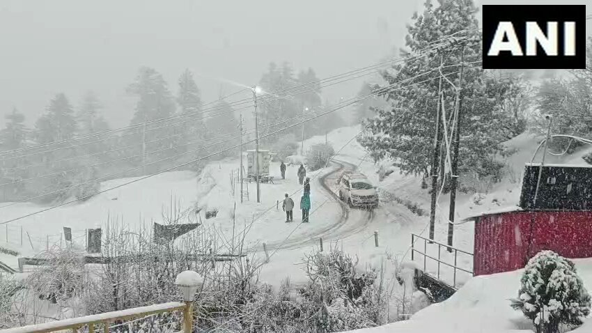 #WATCH | Chamoli, Uttarakhand | Fresh snowfall turns Auli into a pristine white landscape.