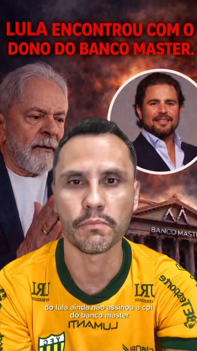 Lula se encontrou com dono do Banco Master fora da agenda oficial. Precisamos começar a CPI urgente!