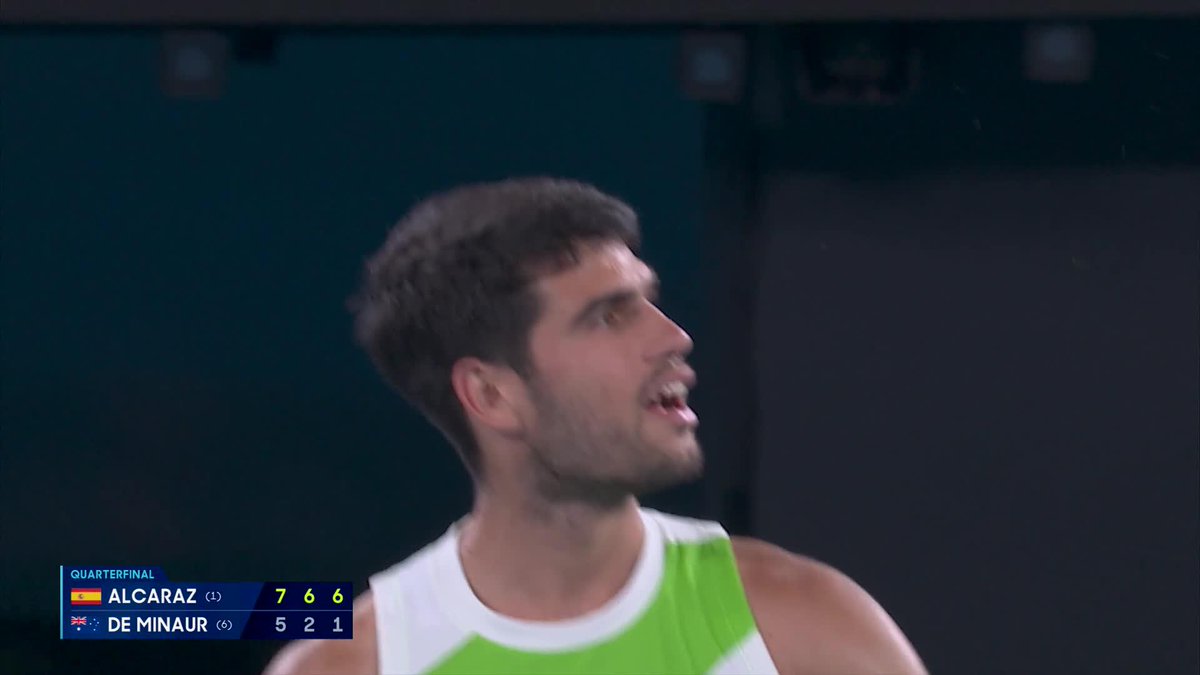 The moment Carlos Alcaraz reached his first Australian Open semifinal. He is 2 wins away from becoming the youngest man in history to complete the Career Grand Slam. Lots to smile about with how he’s playing… Wow. 😮💨