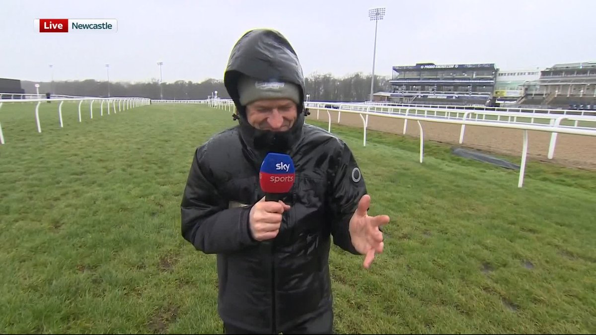 Less than ideal conditions for Andrew at Newcastle Racecourse today 🤣🌧️