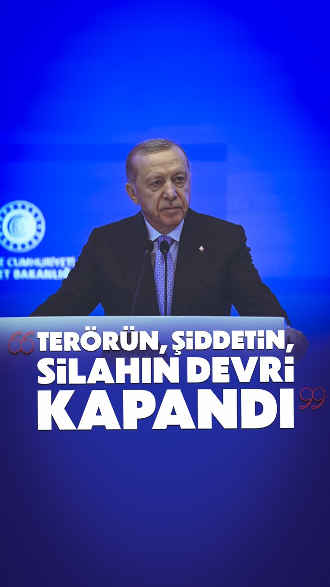 "Suriye halkı barış istiyor, huzur istiyor. Arap'ıyla, Türkmen'iyle, Kürt'üyle, Nusayri'siyle kardeşçe yan yana yaşamak istiyor. Terörün, şiddetin, silahın raf ömrü dolmuş; bunların devri kapanmıştır." Cumhurbaşkanı Recep Tayyip Erdoğan.
