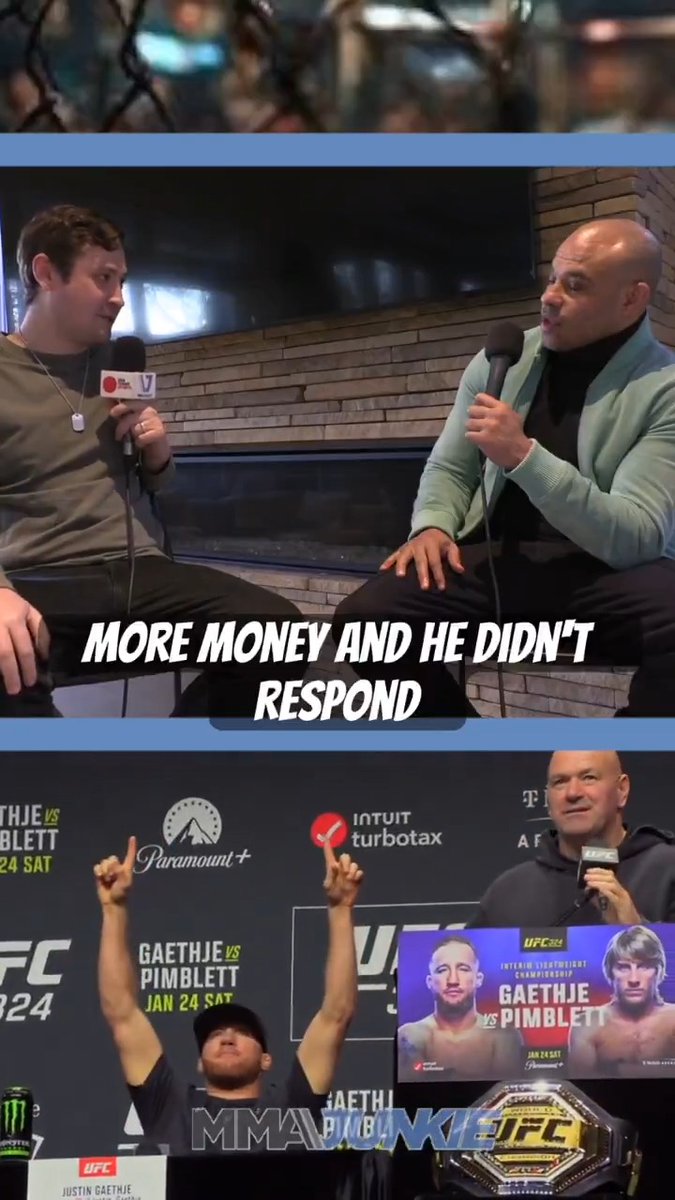 Justin Gaethje's manager reacts to Dana White saying he "never responded" to a new contract offer before #UFC324. "Dana was right. There was an offer made. It was made. But sometimes it's a little bit more money. ... Justin, maybe he was not OK with the offer." (via Mike Bohn)