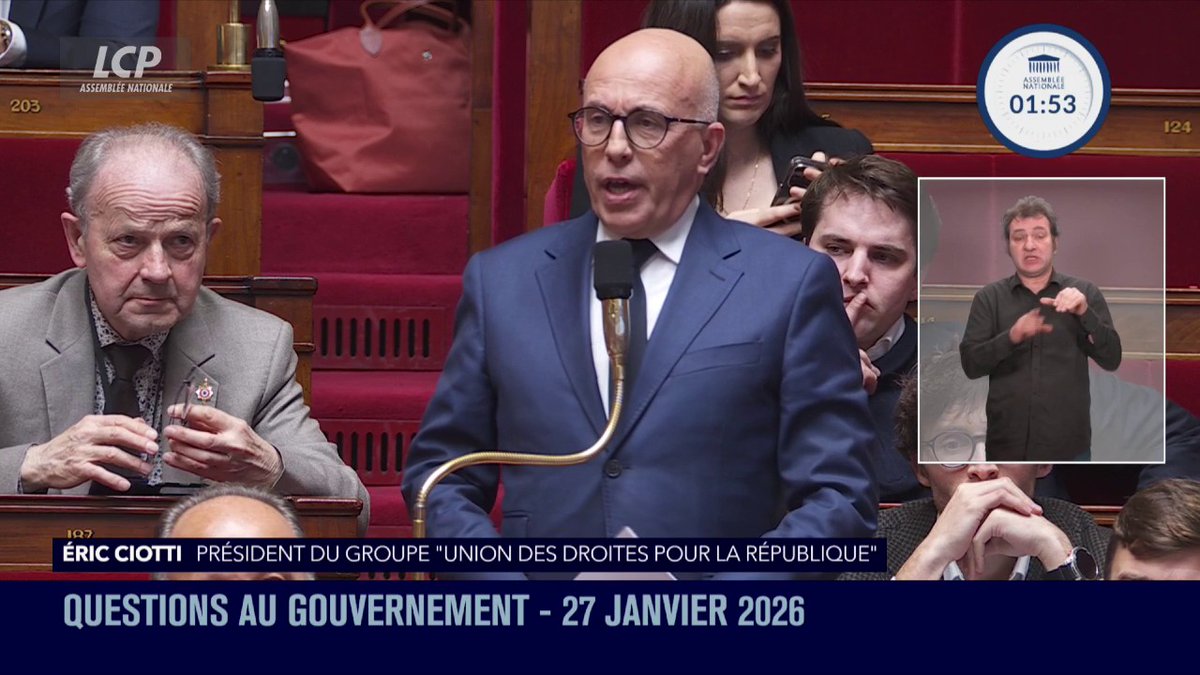 🗣️ Eric Ciotti : « Je vois que personne n’applaudit face à l’émotion que suscite ce drame. Peut être parce que l’auteur de cet acte est un ressortissant en situation irrégulière faisant l'objet d'une OQTF avec assignation à résidence. »