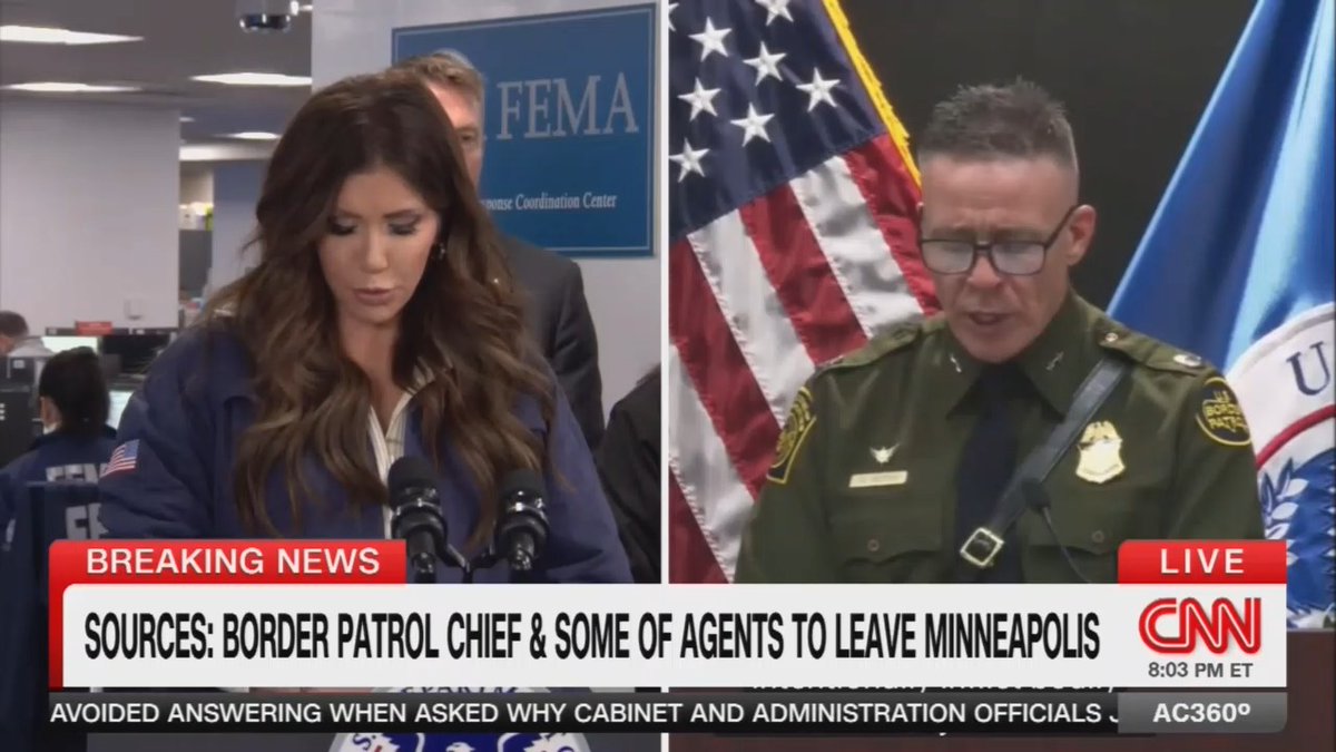 CNN airs side-by-side comparison of Kristi Noem and Gregory Bovino reading the same script as they attempt to lie about the killing of Alex Pretti.