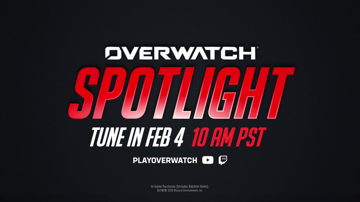 SPOTLIGHT. IS. BACK. 🤯🎉 Join us as the team shares what’s next for Overwatch during our 2026 Spotlight Event LIVE Feb 4 at 10am PST 🗓️