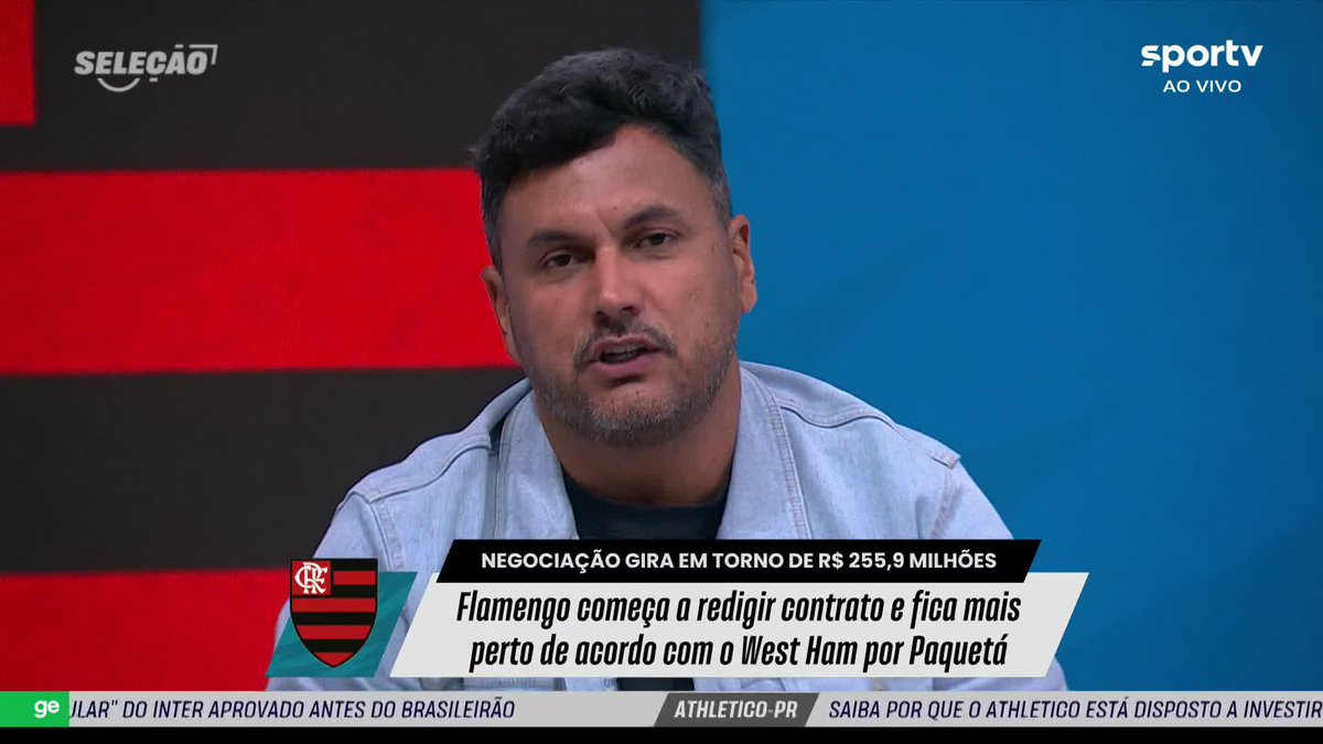 Cahê Mota explica no Seleção Sportv a situação atual da novela entre Flamengo e West Ham por Lucas Paquetá. O único entrave neste momento é o valor a ser pago em 2026. Há uma diferença de 4 a 5 milhões de euros (R$ 25 a 31 milhões). 🎥 sportv | ge