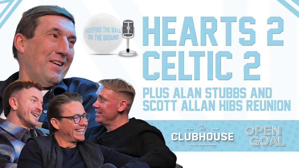๐ Alan Stubbs joins the lads to discuss Hearts v Celtic, the title race, and share some brilliant stories. ๐บ Watch now: ๐ง Or listen wherever you get your podcasts ๐ 20% off food at The Clubhouse ๐ฒ ๐ฌ Quote: OPEN GOAL
