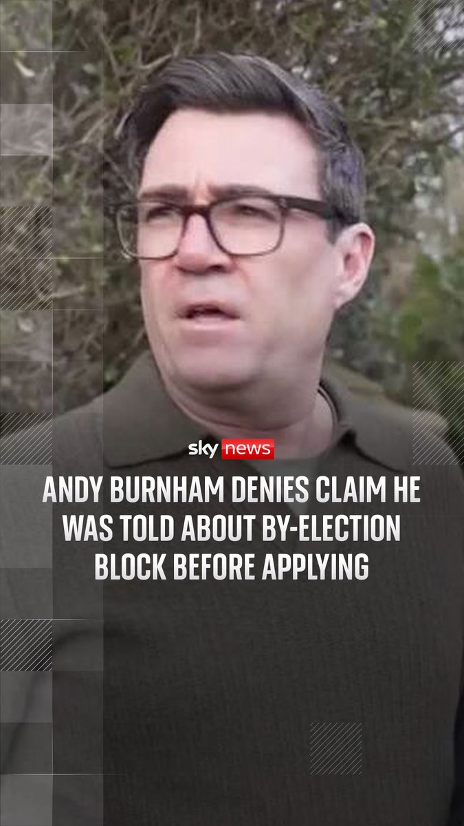 Greater Manchester Mayor Andy Burnham has said it is "simply untrue" that he was told he would be blocked from standing as Labour's candidate in the upcoming Gorton and Denton by-election before he applied for selection. Read more ➡️