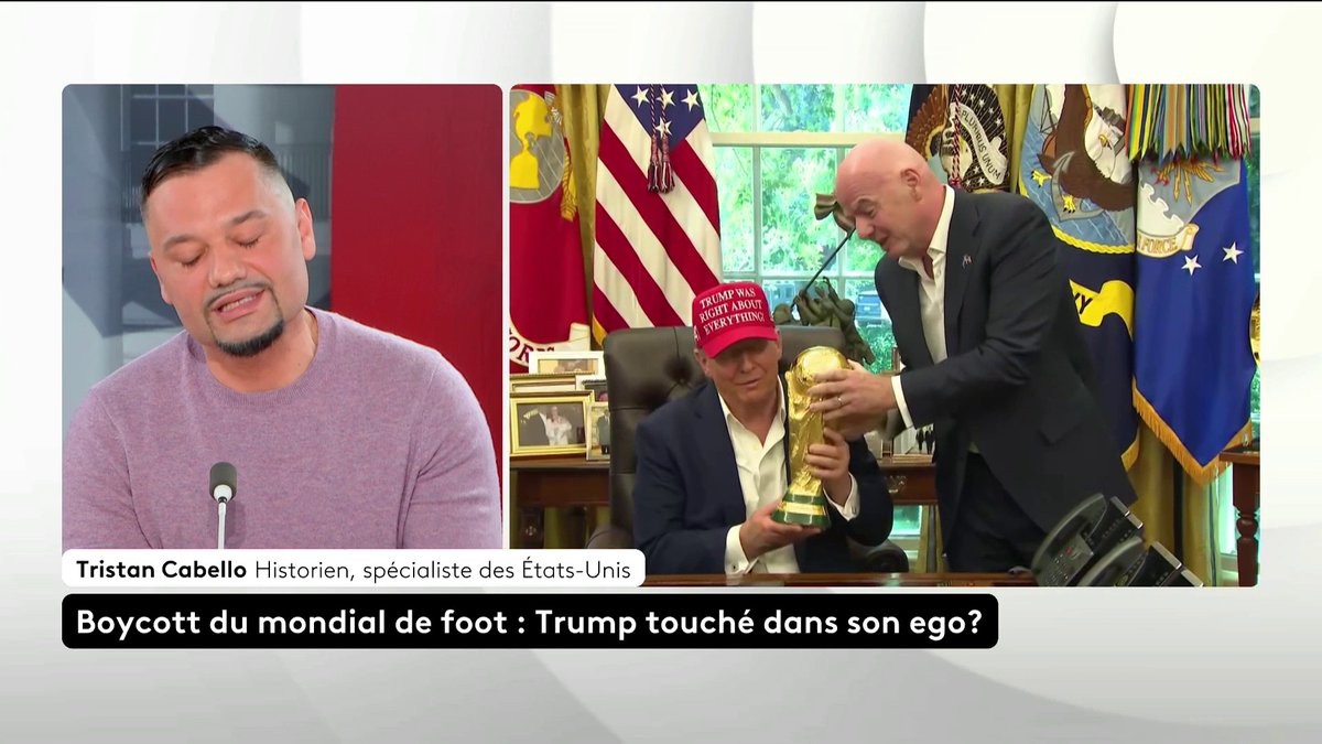 🔴 🗣️ Boycott de la coupe du monde : "Les Américains commencent à avoir peur de se rendre dans ce genre de manifestations", rapporte l'historien Tristan Cabello, qui indique que certains citoyens craignent des descentes de l'ICE. Loïc de La Mornais #ToutEstPolitique #Canal16