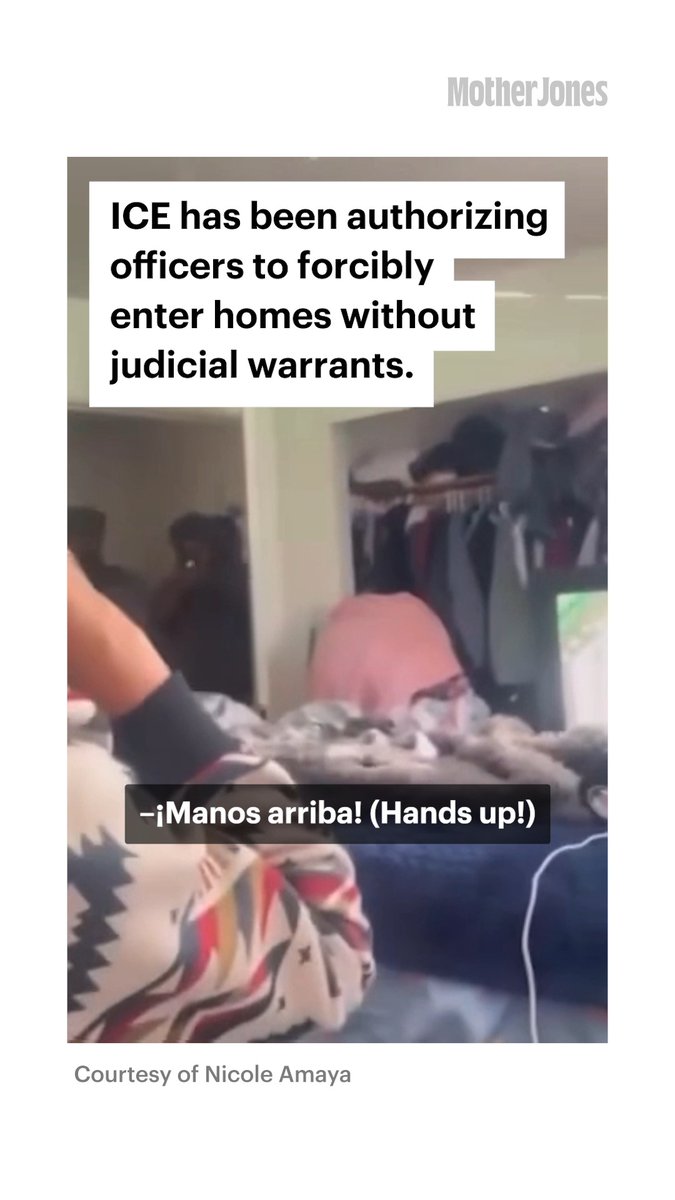 ICE has been authorizing officers to forcibly enter homes without judicial warrants—a reversal of longstanding guidance to protect people's constitutional rights. Senior reporter Samantha Michaels found a family in Memphis that experienced this in November. Six kids were home with their mother, all US citizens, when federal agents bust into the room. Read the story here: