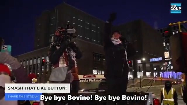 "Bye bye Bovino! Bye bye Bovino!" -Minneapolis ICE protesters chant about Trump's border patrol commander being removed from Minneapolis after lying about Alex Pretti murder (and terrorizing Minnesotans for weeks). LIVE NOW ⬇️