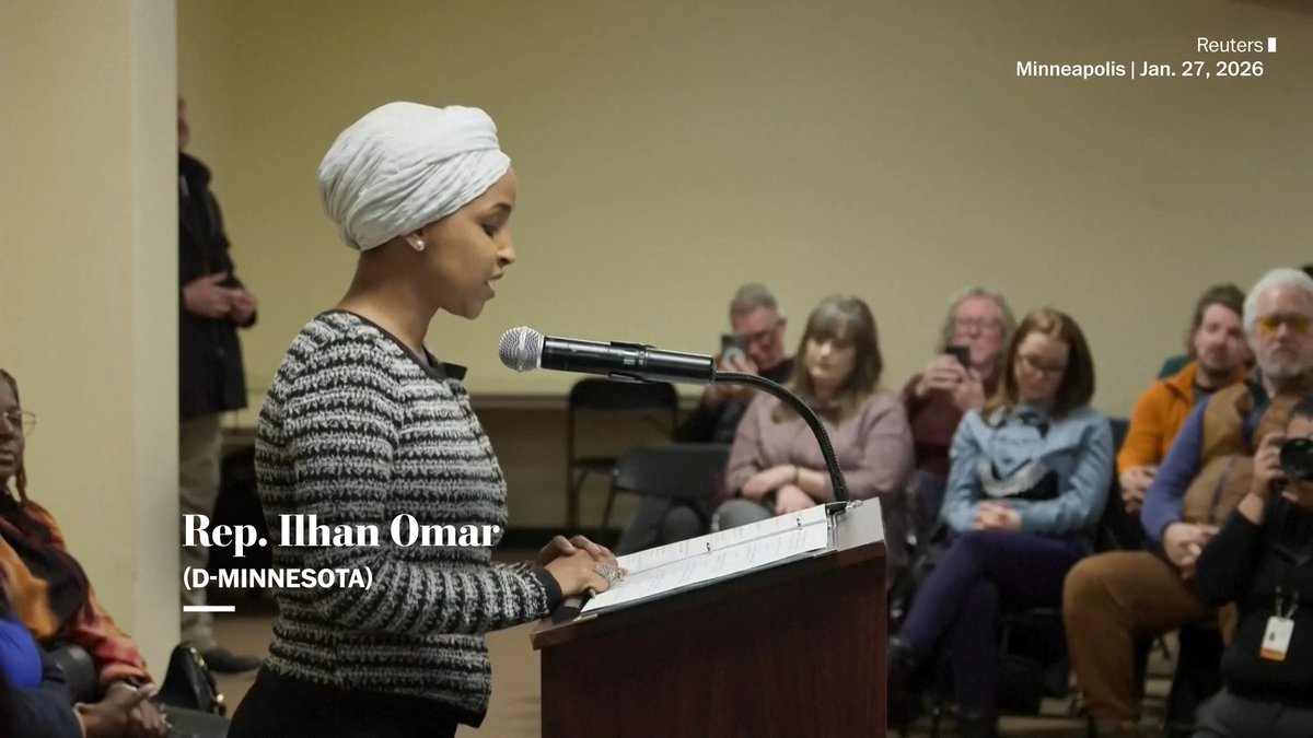 Breaking news: A man attacked Rep. Ilhan Omar (D) while she was speaking during a town hall meeting in Minneapolis, spraying an unknown liquid at her, according to police. She appeared unharmed and kept speaking.