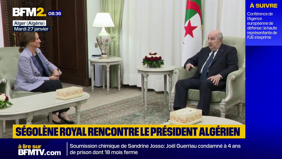 Depuis Alger, Ségolène Royal plaide pour le "dialogue" et le "respect" auprès du président Abdelmadjid Tebboune #BFM2