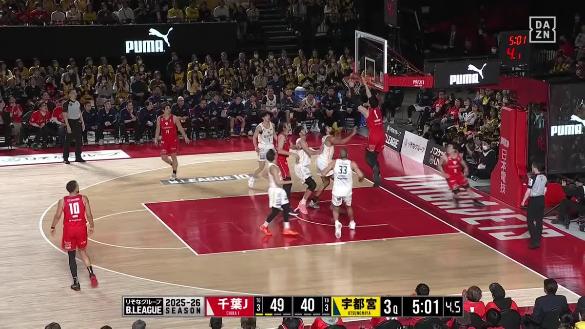 アリウープ炸裂🔥 またも富樫勇樹から渡邊雄太🇯🇵 千葉Jがリードを広げにかかる 🏆B1第20節 🆚千葉J×宇都宮 📺#DAZN LIVE配信中 #Bリーグ #だったらDAZN #りそなグループ 千葉ジェッツふなばし 🛫PAINT IT JETS✨