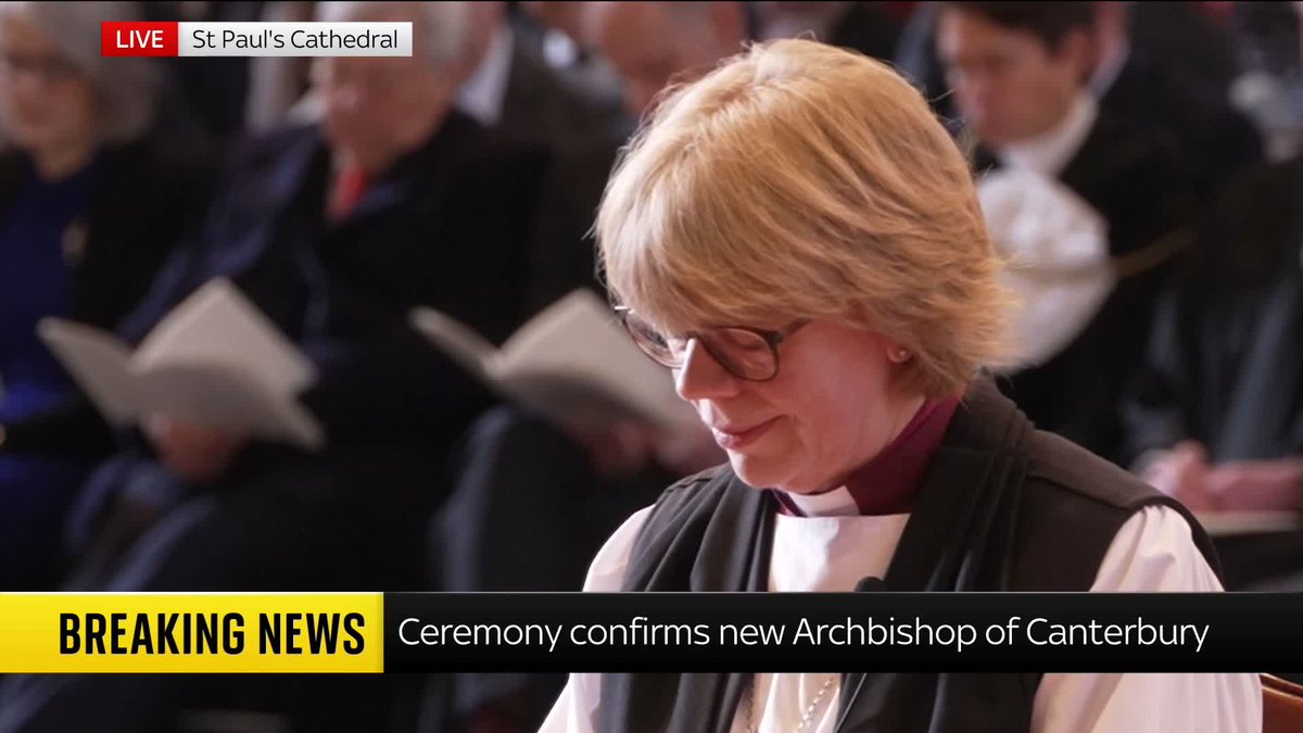 BREAKING: Dame Sarah Mullally heckled during ceremony confirming her as the new Archbishop of Canterbury. 📺 Sky 501, Virgin 602, Freeview 233 and YouTube