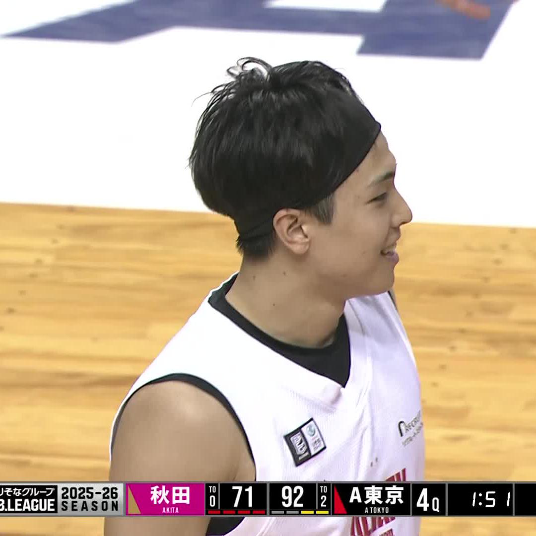 大倉颯太、復帰戦で3本目のスリー! 祥平さんのアシストでにっこり☺️ 📲バスケットLIVE配信 #アルバルク東京 #GRITUP