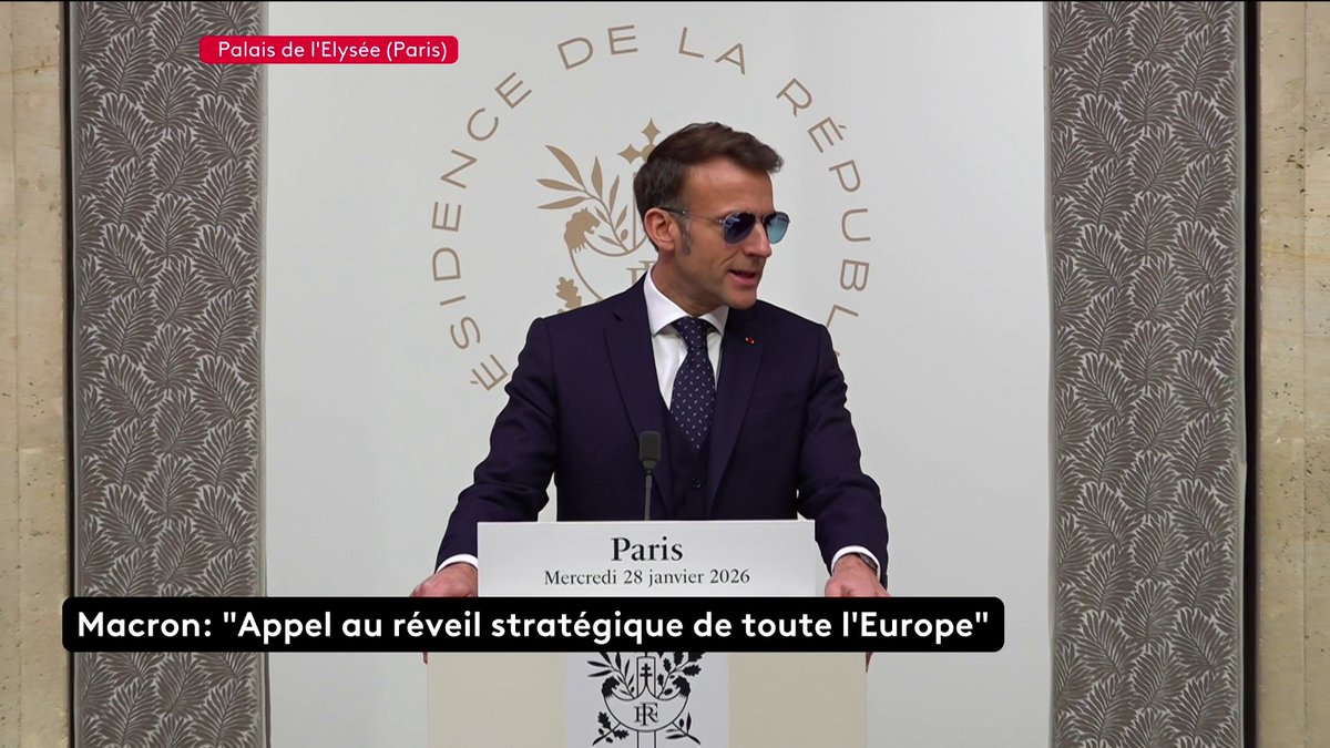 🔴 🗣 "Nous sommes à vos côtés, nous l'avons été hier, nous le sommes aujourd'hui, nous le serons demain", affirme en groenlandais et en danois Emmanuel Macron à la Première ministre danoise et au Premier ministre groenlandais en visite officielle à Paris.#canal16