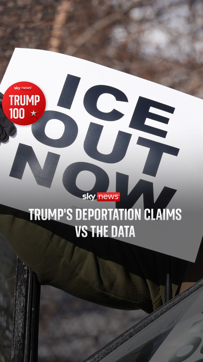 Donald Trump's claims over the number of 'violent criminals' arrested by ICE appear to be at odds with government data. @stone_SkyNews and James Matthews discuss on #Trump100. Listen 🎧