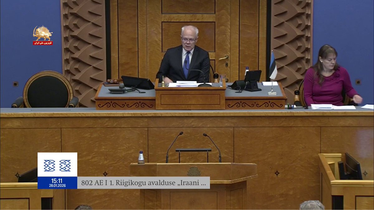 🚨 BREAKING NEWS | Estonia on Iran Today, January 28, 2026, the Estonian Parliament adopted a resolution calling for the terrorist designation of the Iranian regime’s IRGC. Titled “In Support of the Iranian People,” the resolution passed with a decisive majority of 80 votes in favor. 📍 Another European parliament moves toward accountability and solidarity with the Iranian people.