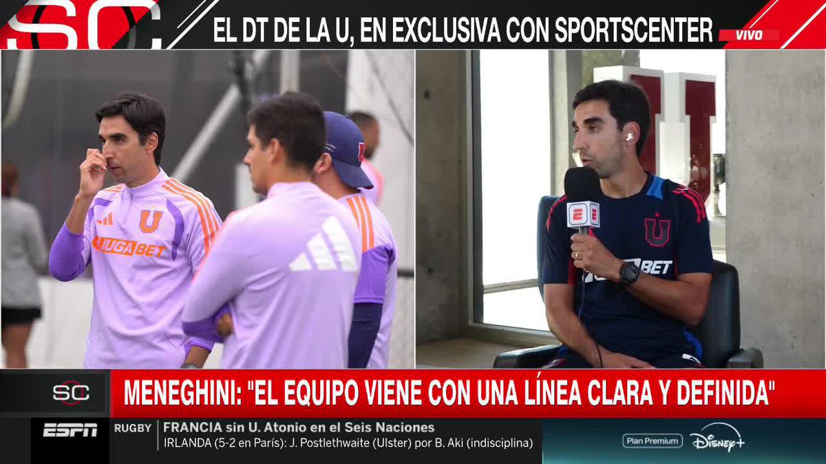 "ESTÁN LA CONDICIONES PARA SEGUIR CRECIENDO Y CONSEGUIR EL TÍTULO" Francisco Meneghini, técnico de Universidad de Chile, destacó lo que se ha hecho con el equipo desde 2024, algo que ayudará para alcanzar los objetivos. ▶️ Mira #SportsCenter en el Plan Premium de #DisneyPlus.