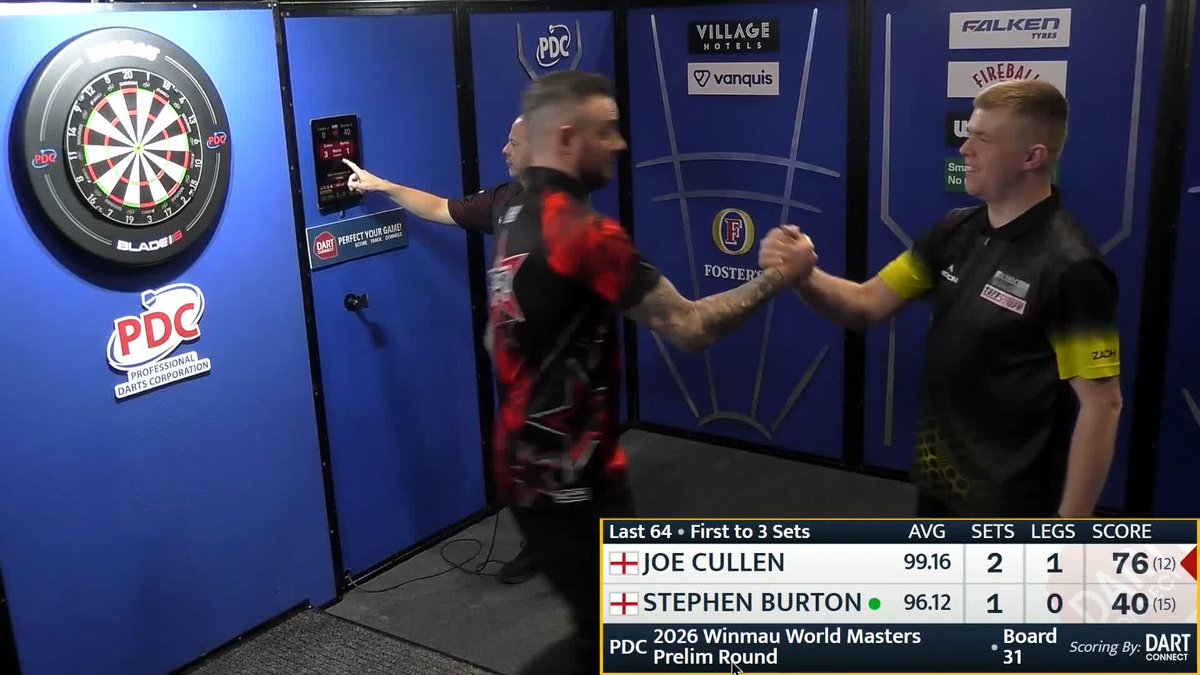 CLASSY FROM CULLEN! Joe Cullen is two wins away from a place in the Winmau World Masters! The 2022 Masters champion produces a clinical display to see off Stephen Burton 3-1! 📺 🗳️