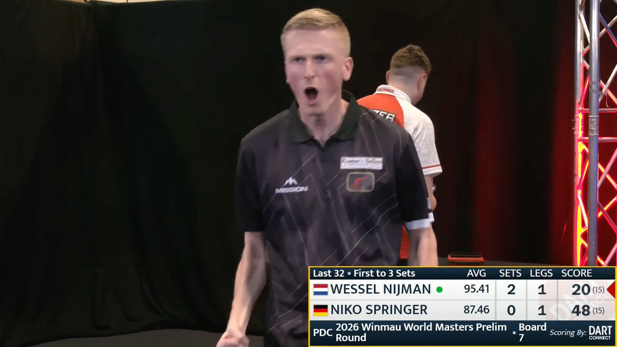 NIJMAN WHITEWASHES SPRINGER 🇳🇱 Wessel Nijman delivers a dominant display to ease past Niko Springer, and faces Gabriel Clemens in a repeat of their World Championship match for a spot in the World Masters! 📺 🗳️