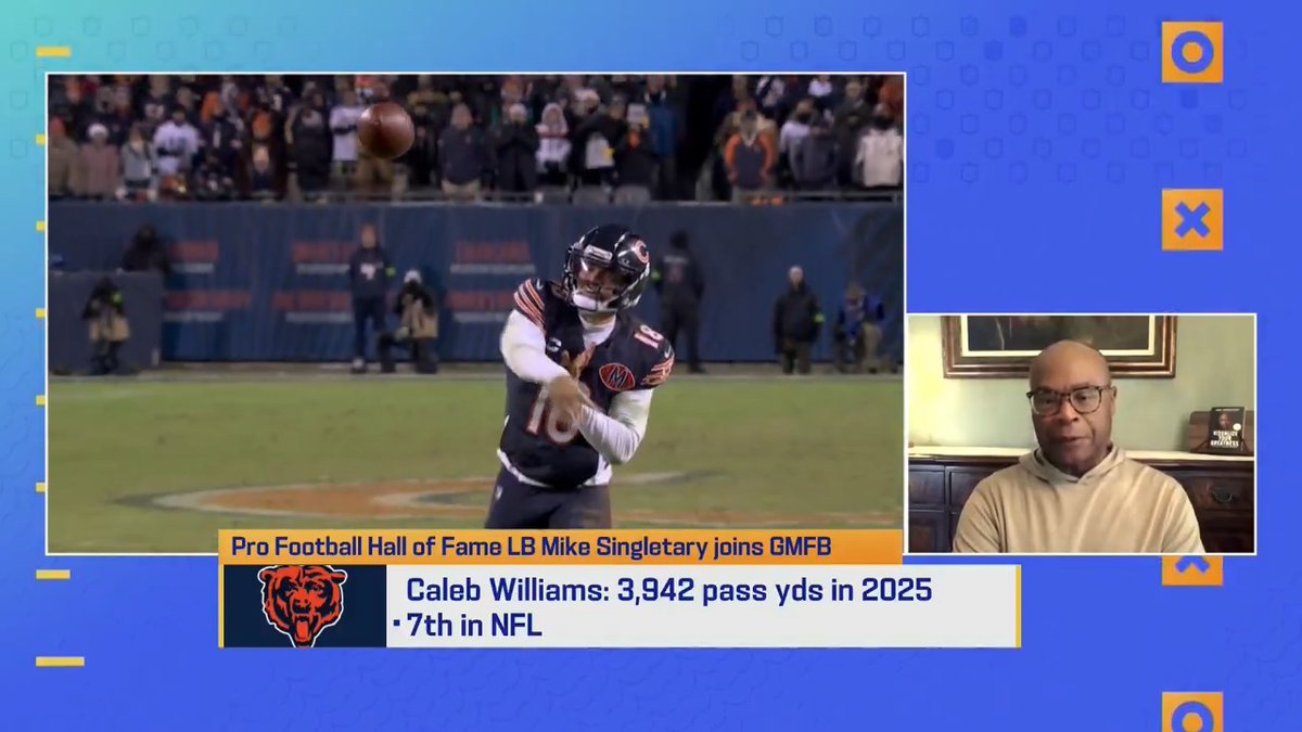Bears Hall of Famer Mike Singletary talking about QB Caleb Williams’ performance in 2025: “I just think the sky is the limit as to where he can go. I saw some things this year that were pretty incredible.“ 🎥: Good Morning Football