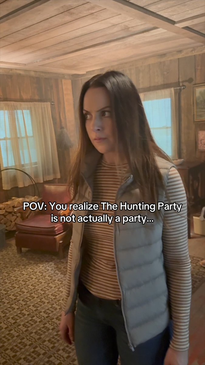 Less 🥳, more 🫣. Don't miss Elizabeth Gillies on #TheHuntingParty tomorrow 10/9c on NBC and next day on Peacock.